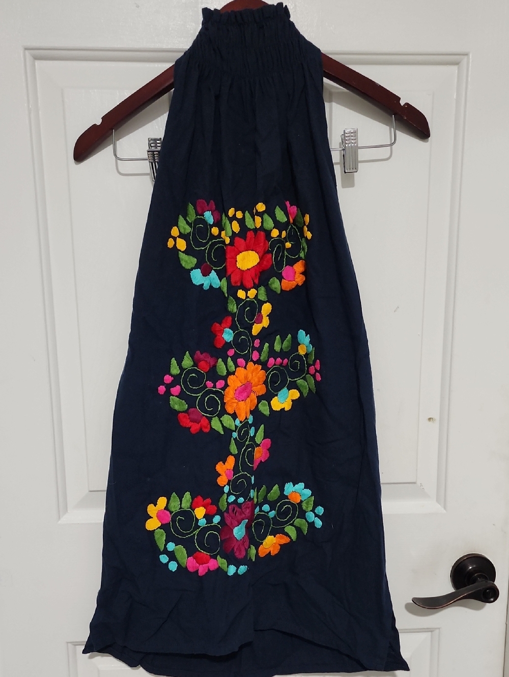 Women’s Navy Embroidered Floral Dress